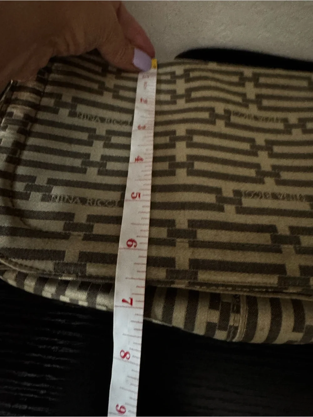 Nina Ricci Beige & Brown Logo Shoulder Bag with Black Strap